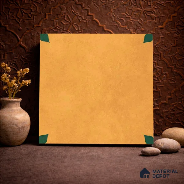 Moroccan Wall & Floor Tile TL 11132 Amber Leaf 1 ft x 1 ft Ceramic Matte Finish Tile - 10 mm | Suitable For Kitchen, Bathroom, Balcony