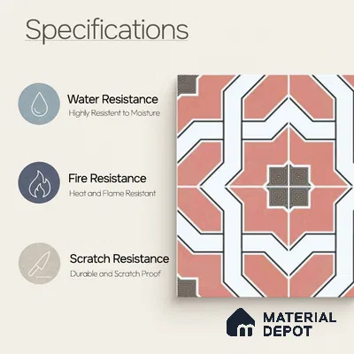 Moroccan Wall & Floor Tile TL 11119 Coral Mosaic 1 ft x 1 ft Ceramic Matte Finish Tile - 10 mm | Suitable For Kitchen, Bathroom, Balcony