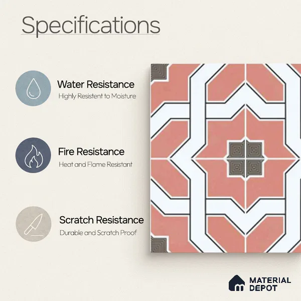 Moroccan Wall & Floor Tile TL 11119 Coral Mosaic 1 ft x 1 ft Ceramic Matte Finish Tile - 10 mm | Suitable For Kitchen, Bathroom, Balcony