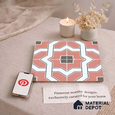 Moroccan Wall & Floor Tile TL 11119 Coral Mosaic 1 ft x 1 ft Ceramic Matte Finish Tile - 10 mm | Suitable For Kitchen, Bathroom, Balcony