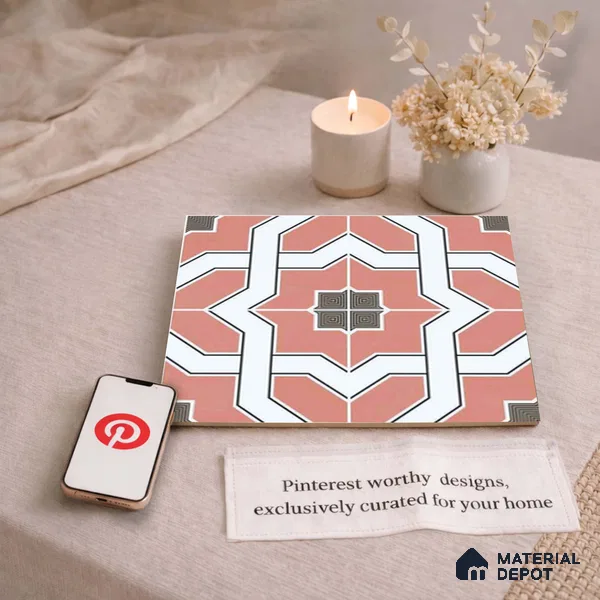 Moroccan Wall & Floor Tile TL 11119 Coral Mosaic 1 ft x 1 ft Ceramic Matte Finish Tile - 10 mm | Suitable For Kitchen, Bathroom, Balcony