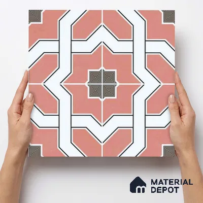 Moroccan Wall & Floor Tile TL 11119 Coral Mosaic 1 ft x 1 ft Ceramic Matte Finish Tile - 10 mm | Suitable For Kitchen, Bathroom, Balcony
