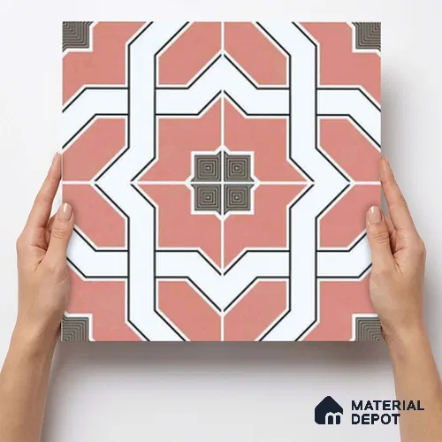Moroccan Wall & Floor Tile TL 11119 Coral Mosaic 1 ft x 1 ft Ceramic Matte Finish Tile - 10 mm | Suitable For Bathroom, Balcony & Kitchen Backsplash