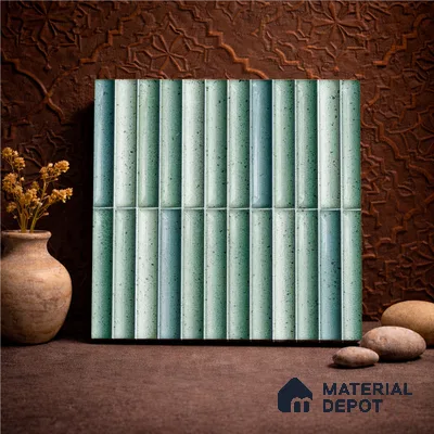 Faux Subway Wall Tile TL 11286 Seafoam Reed 1 ft x 1 ft Ceramic Glossy Finish Tile - 10 mm | Suitable For Bathroom, Dining Area, Kitchen Backsplash