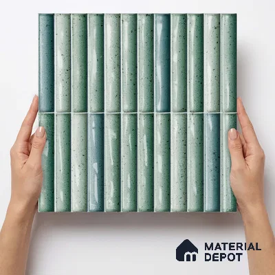 Faux Subway Wall Tile TL 11286 Seafoam Reed 1 ft x 1 ft Ceramic Glossy Finish Tile - 10 mm | Suitable For Bathroom, Dining Area, Kitchen Backsplash