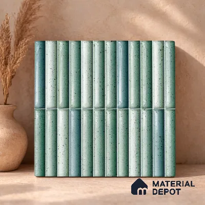Faux Subway Wall Tile TL 11286 Seafoam Reed 1 ft x 1 ft Ceramic Glossy Finish Tile - 10 mm | Suitable For Bathroom, Dining Area, Kitchen Backsplash