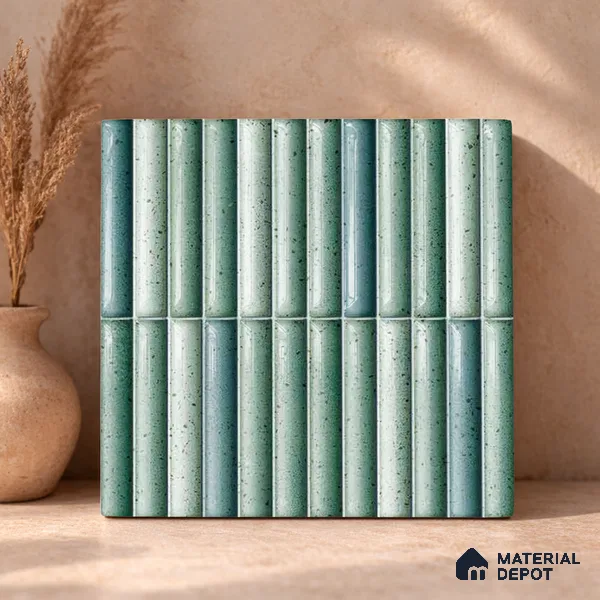 Faux Subway Wall Tile TL 11286 Seafoam Reed 1 ft x 1 ft Ceramic Glossy Finish Tile - 10 mm | Suitable For Bathroom, Dining Area, Kitchen Backsplash