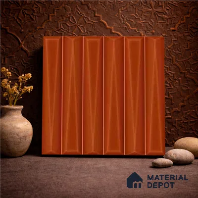 Faux Subway Wall Tile TL 11343 Sienna Prism 1 ft x 1 ft Ceramic Glossy Finish Tile - 10 mm | Suitable For Bathroom, Balcony & Kitchen Backsplash