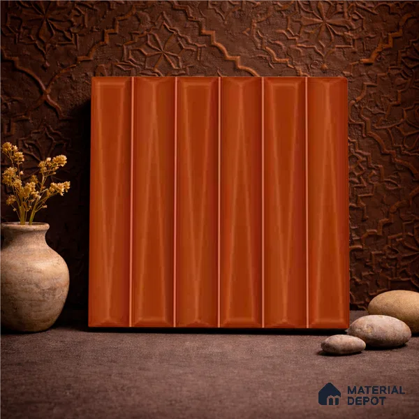 Faux Subway Wall Tile TL 11343 Sienna Prism 1 ft x 1 ft Ceramic Glossy Finish Tile - 10 mm | Suitable For Bathroom, Balcony & Kitchen Backsplash