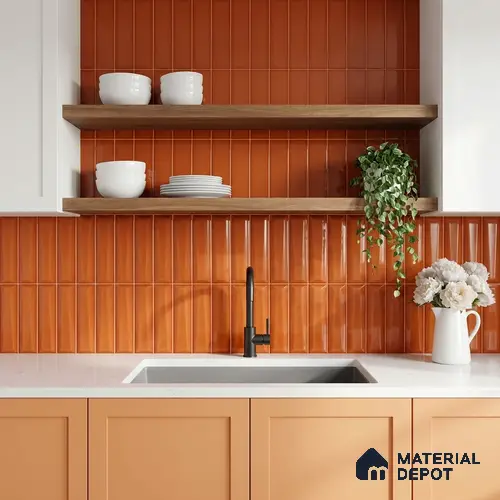 Faux Subway Wall Tile TL 11343 Sienna Prism 1 ft x 1 ft Ceramic Glossy Finish Tile - 10 mm | Suitable For Bathroom, Balcony & Kitchen Backsplash