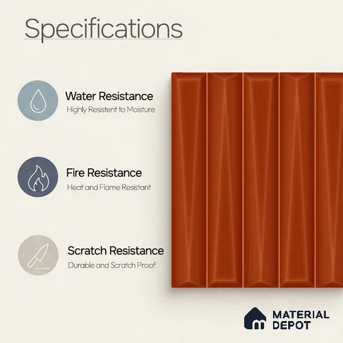 Faux Subway Wall Tile TL 11343 Sienna Prism 1 ft x 1 ft Ceramic Glossy Finish Tile - 10 mm | Suitable For Bathroom, Balcony & Kitchen Backsplash