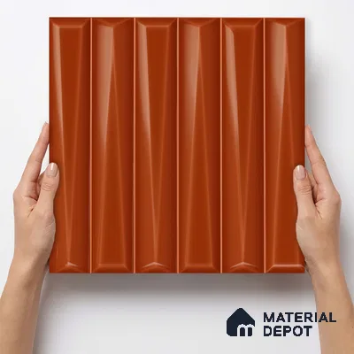 Faux Subway Wall Tile TL 11343 Sienna Prism 1 ft x 1 ft Ceramic Glossy Finish Tile - 10 mm | Suitable For Bathroom, Balcony & Kitchen Backsplash