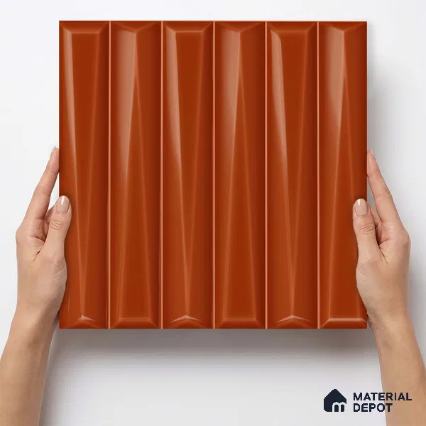 Faux Subway Wall Tile TL 11343 Sienna Prism 1 ft x 1 ft Ceramic Glossy Finish Tile - 10 mm | Suitable For Bathroom, Balcony & Kitchen Backsplash