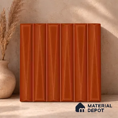 Faux Subway Wall Tile TL 11343 Sienna Prism 1 ft x 1 ft Ceramic Glossy Finish Tile - 10 mm | Suitable For Bathroom, Balcony & Kitchen Backsplash