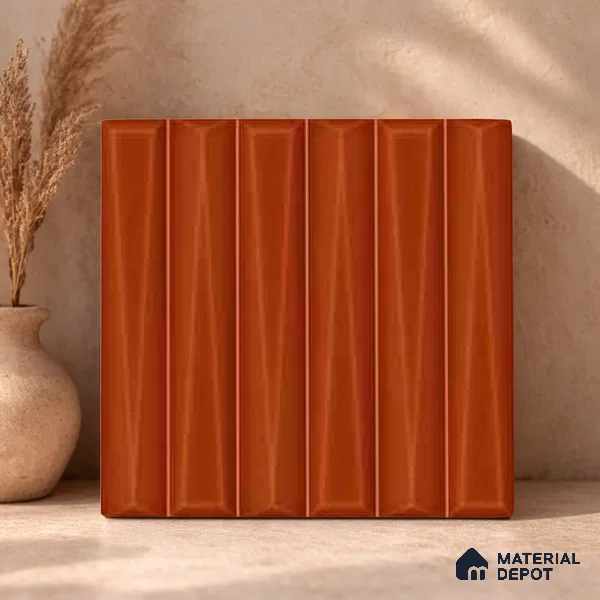 Faux Subway Wall Tile TL 11343 Sienna Prism 1 ft x 1 ft Ceramic Glossy Finish Tile - 10 mm | Suitable For Bathroom, Balcony & Kitchen Backsplash