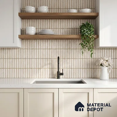 Faux Subway Wall Tile TL 11291 Speckled Linen 1 ft x 1 ft Ceramic Glossy Finish Tile - 10 mm | Suitable For Bathroom, Balcony & Kitchen Backsplash