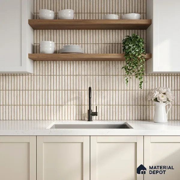 Faux Subway Wall Tile TL 11291 Speckled Linen 1 ft x 1 ft Ceramic Glossy Finish Tile - 10 mm | Suitable For Bathroom, Balcony & Kitchen Backsplash