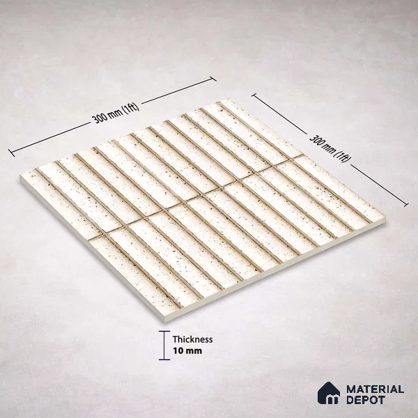 Faux Subway Wall Tile TL 11291 Speckled Linen 1 ft x 1 ft Ceramic Glossy Finish Tile - 10 mm | Suitable For Bathroom, Balcony & Kitchen Backsplash
