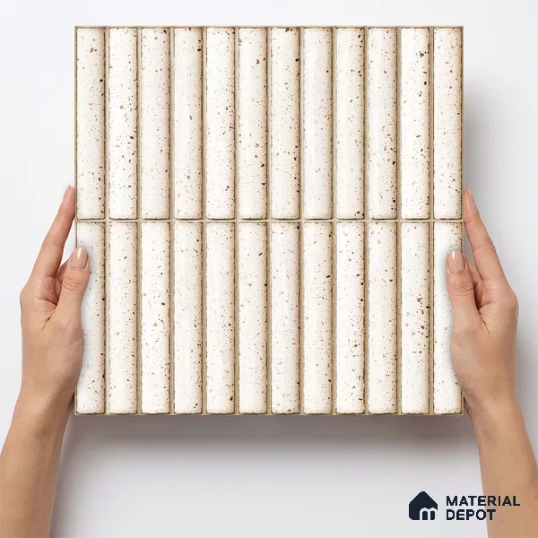 Faux Subway Wall Tile TL 11291 Speckled Linen 1 ft x 1 ft Ceramic Glossy Finish Tile - 10 mm | Suitable For Bathroom, Balcony & Kitchen Backsplash