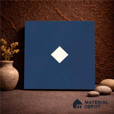 Moroccan Wall & Floor Decor Tile TL 11662 Navy Diamond 1 ft x 1 ft Ceramic Matte Finish Tile - 10 mm | Suitable For Kitchen, Bathroom, Balcony