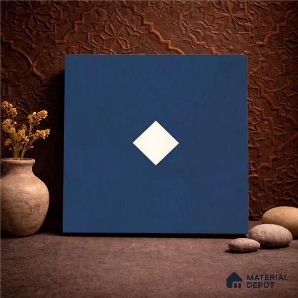 Moroccan Wall & Floor Decor Tile TL 11662 Navy Diamond 1 ft x 1 ft Ceramic Matte Finish Tile - 10 mm | Suitable For Kitchen, Bathroom, Balcony