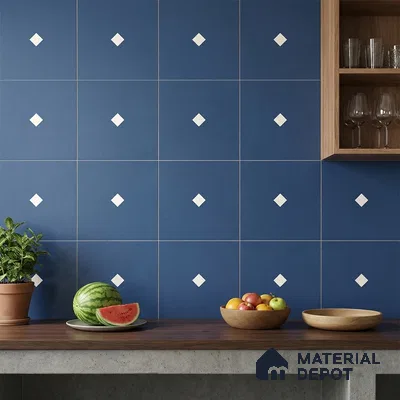 Moroccan Wall & Floor Decor Tile TL 11662 Navy Diamond 1 ft x 1 ft Ceramic Matte Finish Tile - 10 mm | Suitable For Kitchen, Bathroom, Balcony