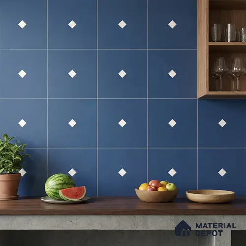 Moroccan Wall & Floor Decor Tile TL 11662 Navy Diamond 1 ft x 1 ft Ceramic Matte Finish Tile - 10 mm | Suitable For Bathroom, Balcony & Kitchen Backsplash