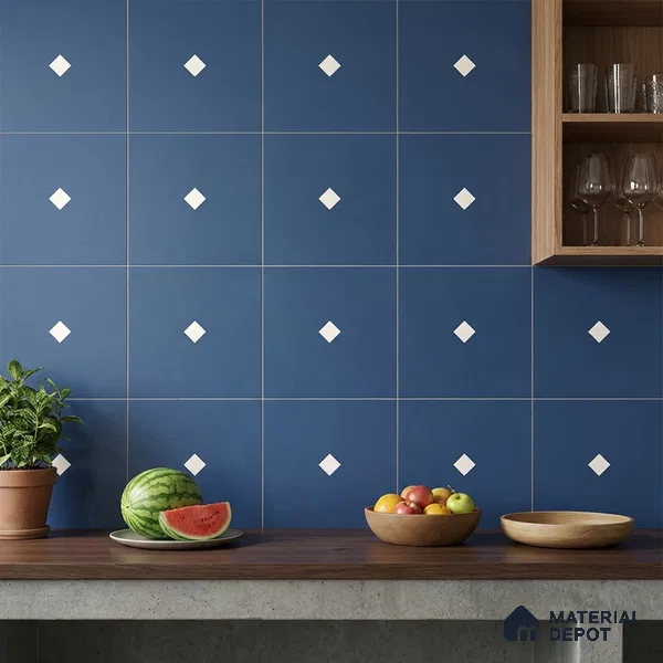 Moroccan Wall & Floor Decor Tile TL 11662 Navy Diamond 1 ft x 1 ft Ceramic Matte Finish Tile - 10 mm | Suitable For Kitchen, Bathroom, Balcony