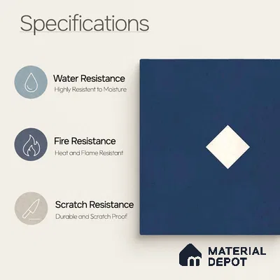 Moroccan Wall & Floor Decor Tile TL 11662 Navy Diamond 1 ft x 1 ft Ceramic Matte Finish Tile - 10 mm | Suitable For Kitchen, Bathroom, Balcony