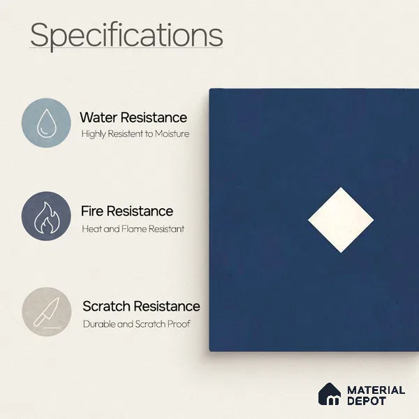 Moroccan Wall & Floor Decor Tile TL 11662 Navy Diamond 1 ft x 1 ft Ceramic Matte Finish Tile - 10 mm | Suitable For Kitchen, Bathroom, Balcony