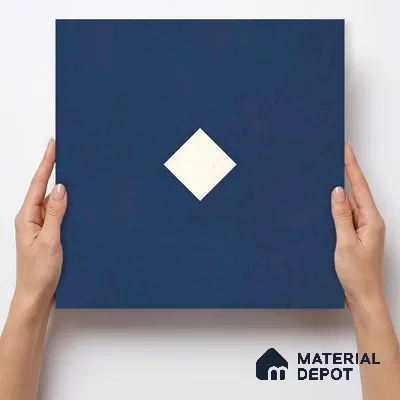 Moroccan Wall & Floor Decor Tile TL 11662 Navy Diamond 1 ft x 1 ft Ceramic Matte Finish Tile - 10 mm | Suitable For Kitchen, Bathroom, Balcony