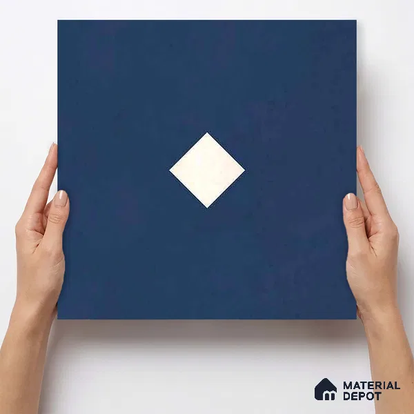 Moroccan Wall & Floor Decor Tile TL 11662 Navy Diamond 1 ft x 1 ft Ceramic Matte Finish Tile - 10 mm | Suitable For Kitchen, Bathroom, Balcony