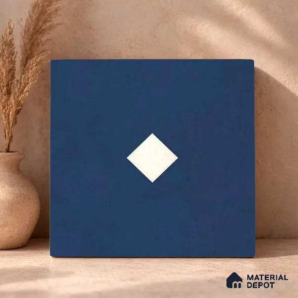 Moroccan Wall & Floor Decor Tile TL 11662 Navy Diamond 1 ft x 1 ft Ceramic Matte Finish Tile - 10 mm | Suitable For Kitchen, Bathroom, Balcony