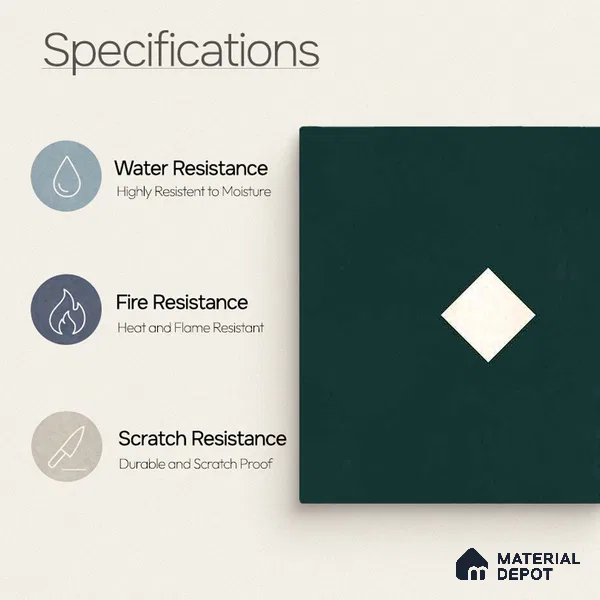Moroccan Wall & Floor Decor Tile TL 11662 B Emerald Diamond 1 ft x 1 ft Ceramic Matte Finish Tile - 10 mm | Suitable For Kitchen, Bathroom, Balcony