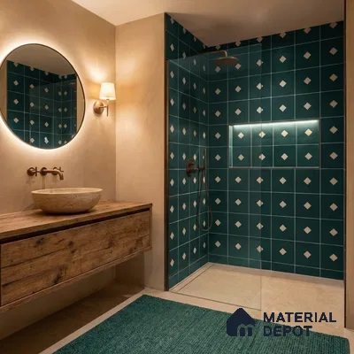 Moroccan Wall & Floor Decor Tile TL 11662 B Emerald Diamond 1 ft x 1 ft Ceramic Matte Finish Tile - 10 mm | Suitable For Kitchen, Bathroom, Balcony