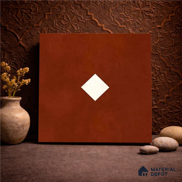 Moroccan Wall & Floor Decor Tile TL 11662 C Terracotta Diamond 1 ft x 1 ft Ceramic Matte Finish Tile - 10 mm | Suitable For Kitchen, Bathroom, Balcony