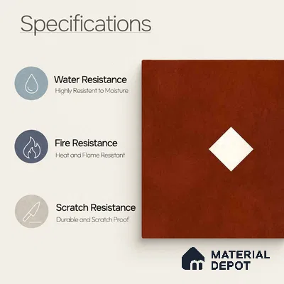 Moroccan Wall & Floor Decor Tile TL 11662 C Terracotta Diamond 1 ft x 1 ft Ceramic Matte Finish Tile - 10 mm | Suitable For Kitchen, Bathroom, Balcony