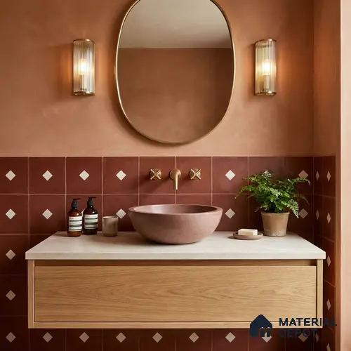 Moroccan Wall & Floor Decor Tile TL 11662 C Terracotta Diamond 1 ft x 1 ft Ceramic Matte Finish Tile - 10 mm | Suitable For Bathroom, Balcony & Kitchen Backsplash