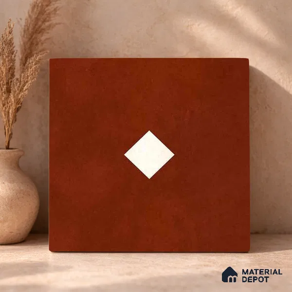 Moroccan Wall & Floor Decor Tile TL 11662 C Terracotta Diamond 1 ft x 1 ft Ceramic Matte Finish Tile - 10 mm | Suitable For Kitchen, Bathroom, Balcony