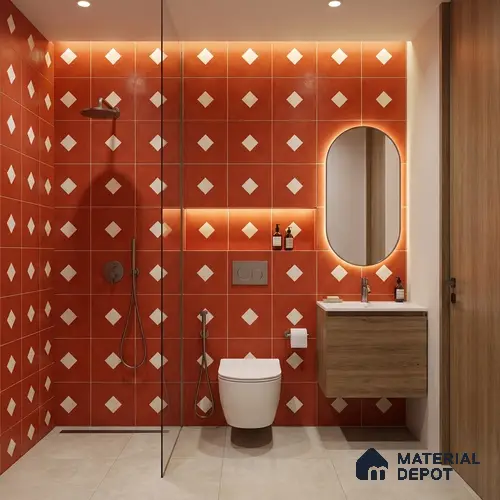 Moroccan Wall & Floor Decor Tile TL 11662 D Terra Diamond 1 ft x 1 ft Ceramic Matte Finish Tile - 10 mm | Suitable For Bathroom, Balcony & Kitchen Backsplash