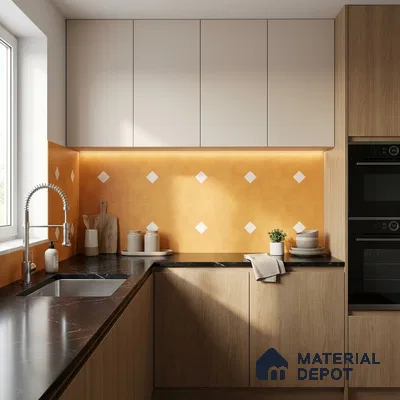 Moroccan Wall & Floor Decor Tile TL 11662 E Amber Diamond 1 ft x 1 ft Ceramic Matte Finish Tile - 10 mm | Suitable For Kitchen, Bathroom, Balcony