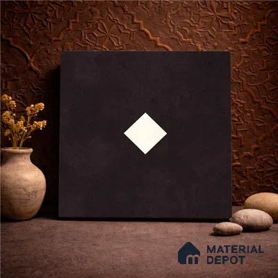 Moroccan Wall & Floor Decor Tile TL 11662 F Noir Diamond 1 ft x 1 ft Ceramic Matte Finish Tile - 10 mm | Suitable For Kitchen, Bathroom, Balcony