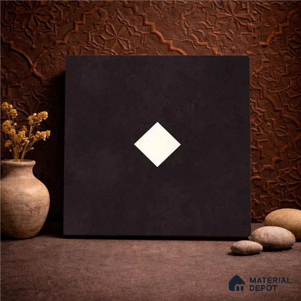 Moroccan Wall & Floor Decor Tile TL 11662 F Noir Diamond 1 ft x 1 ft Ceramic Matte Finish Tile - 10 mm | Suitable For Kitchen, Bathroom, Balcony
