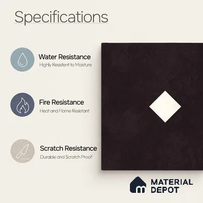 Moroccan Wall & Floor Decor Tile TL 11662 F Noir Diamond 1 ft x 1 ft Ceramic Matte Finish Tile - 10 mm | Suitable For Kitchen, Bathroom, Balcony