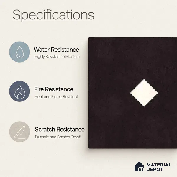 Moroccan Wall & Floor Decor Tile TL 11662 F Noir Diamond 1 ft x 1 ft Ceramic Matte Finish Tile - 10 mm | Suitable For Kitchen, Bathroom, Balcony