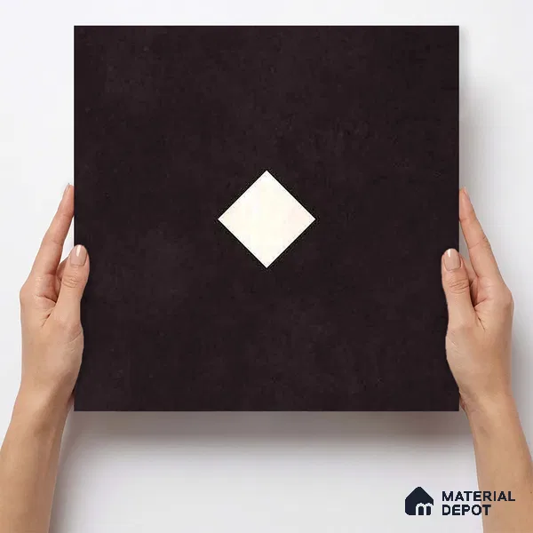 Moroccan Wall & Floor Decor Tile TL 11662 F Noir Diamond 1 ft x 1 ft Ceramic Matte Finish Tile - 10 mm | Suitable For Kitchen, Bathroom, Balcony