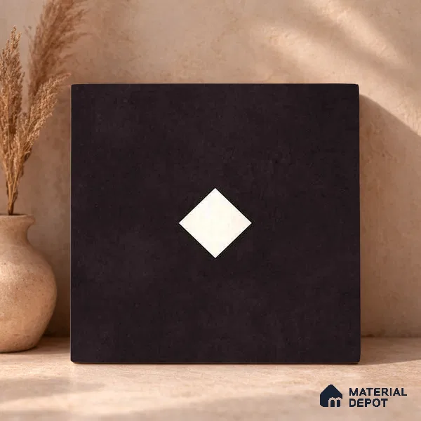 Moroccan Wall & Floor Decor Tile TL 11662 F Noir Diamond 1 ft x 1 ft Ceramic Matte Finish Tile - 10 mm | Suitable For Kitchen, Bathroom, Balcony
