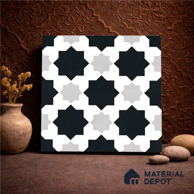 Moroccan Monochrome Wall & Floor Tile TL 11136 Stellar Mosaic 1 ft x 1 ft Ceramic Matte Finish Tile - 10 mm | Suitable For Kitchen, Bathroom, Balcony