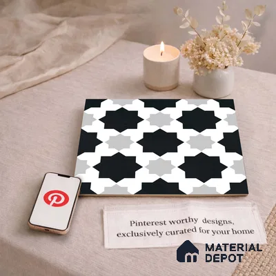 Moroccan Monochrome Wall & Floor Tile TL 11136 Stellar Mosaic 1 ft x 1 ft Ceramic Matte Finish Tile - 10 mm | Suitable For Kitchen, Bathroom, Balcony