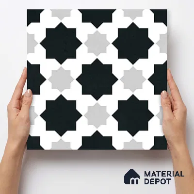 Moroccan Monochrome Wall & Floor Tile TL 11136 Stellar Mosaic 1 ft x 1 ft Ceramic Matte Finish Tile - 10 mm | Suitable For Kitchen, Bathroom, Balcony